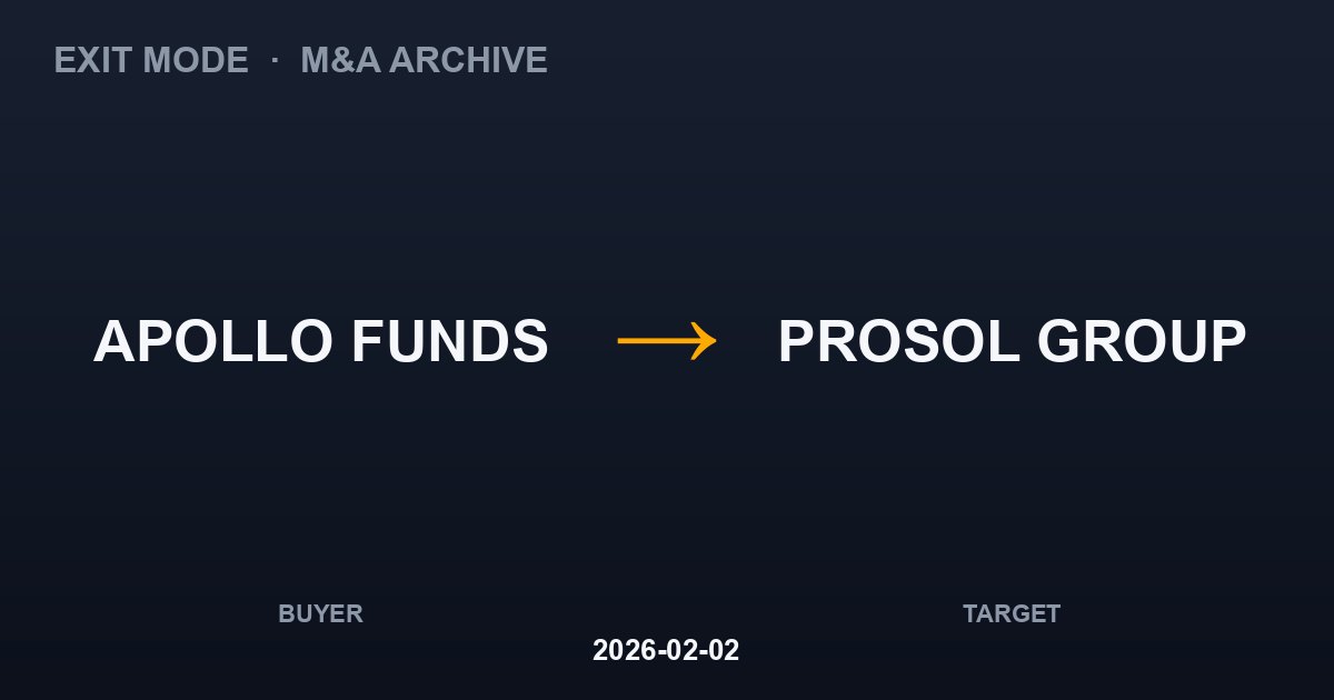APOLLO FUNDS acquires PROSOL GROUP