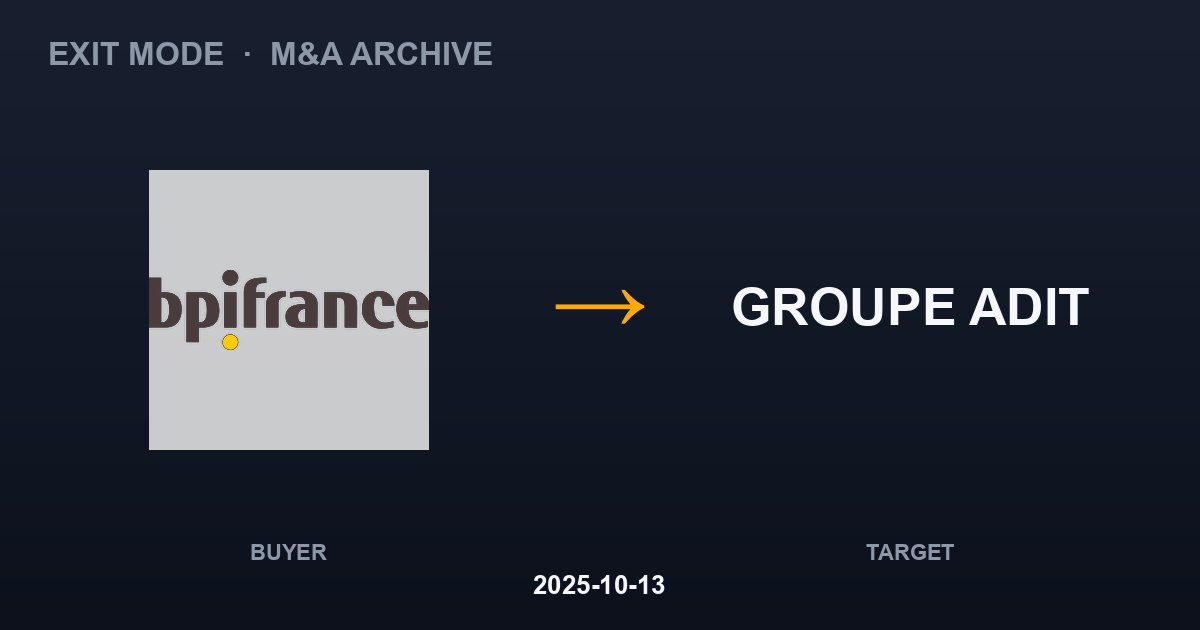 BPIFRANCE acquires GROUPE ADIT