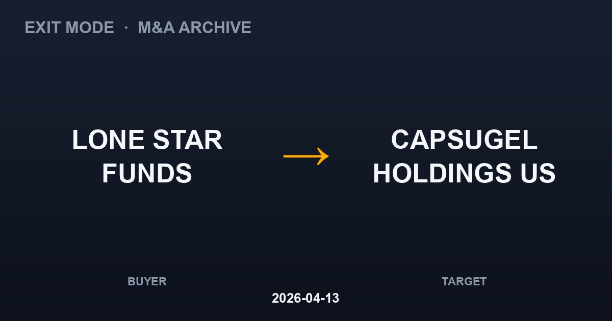 LONE STAR FUNDS acquires CAPSUGEL HOLDINGS US