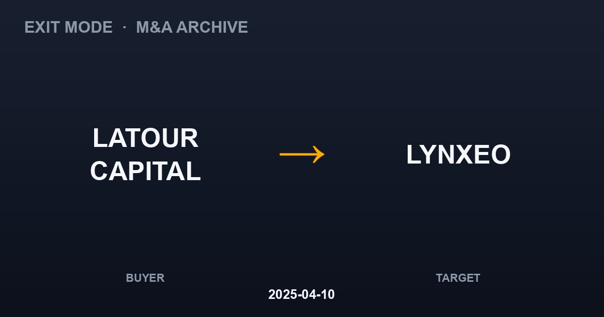LATOUR CAPITAL acquires LYNXEO