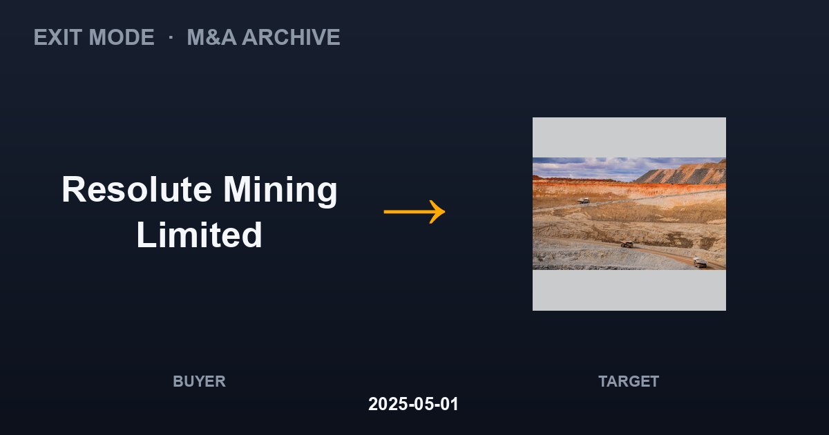Resolute Mining Limited acquires AngloGold Ashanti