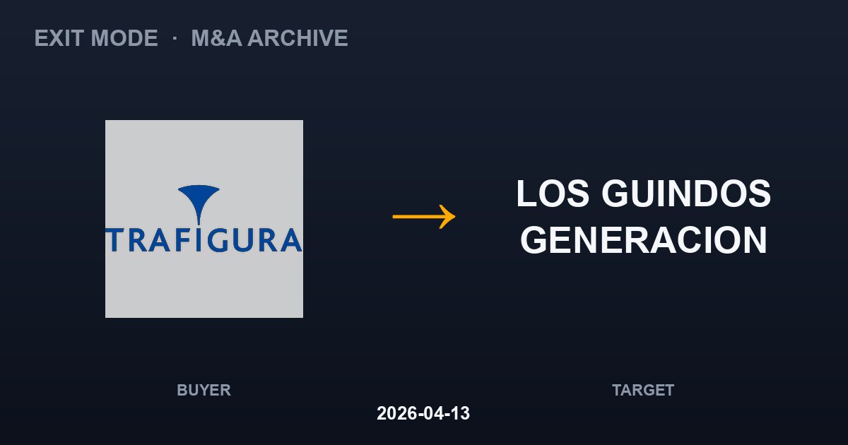 TRAFIGURA acquires LOS GUINDOS GENERACION