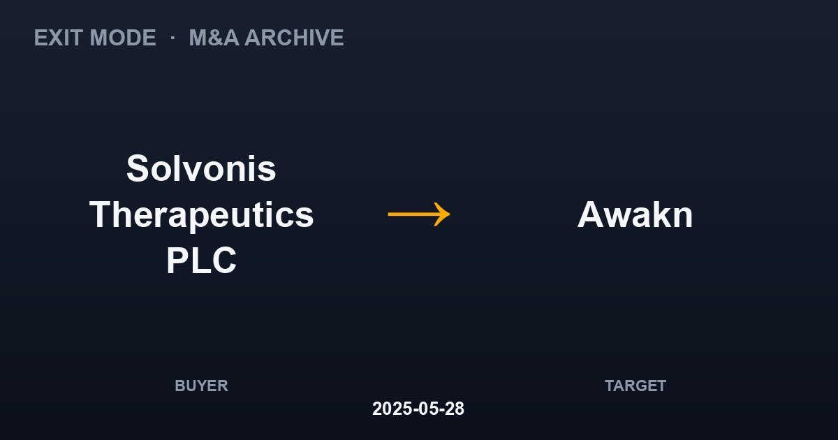 Solvonis Therapeutics PLC acquires Awakn