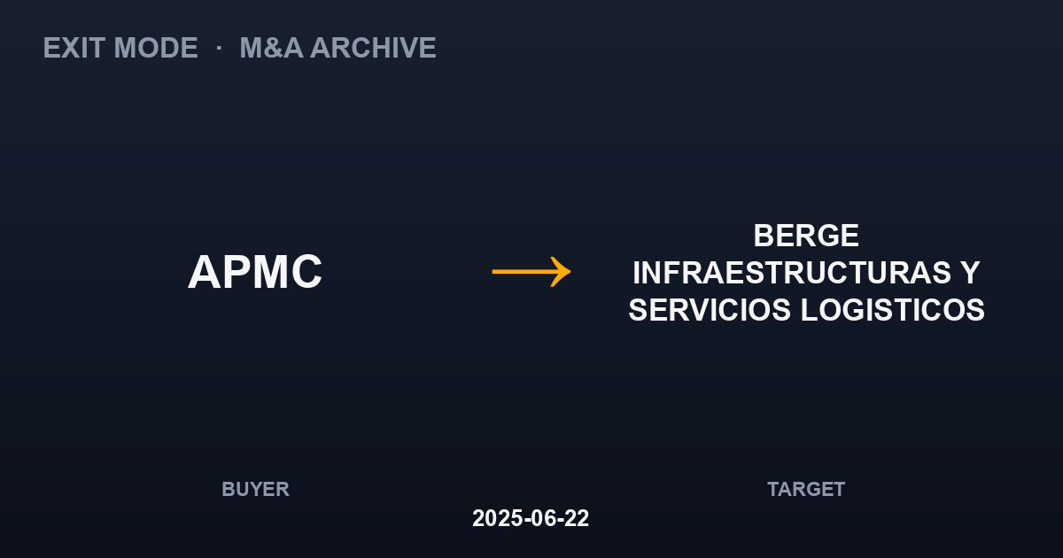 APMC acquires BERGE INFRAESTRUCTURAS Y SERVICIOS LOGISTICOS