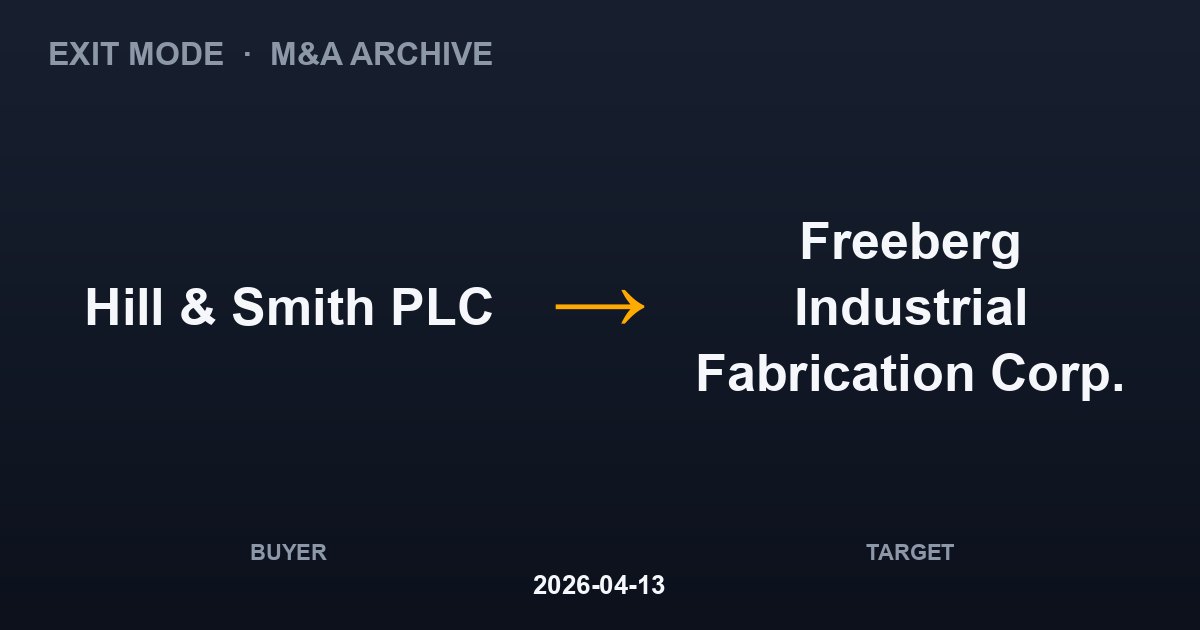 Hill & Smith PLC acquires Freeberg Industrial Fabrication Corp.
