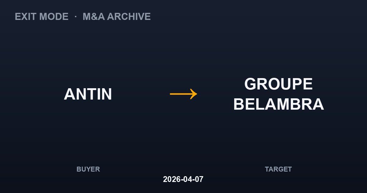 ANTIN acquires GROUPE BELAMBRA