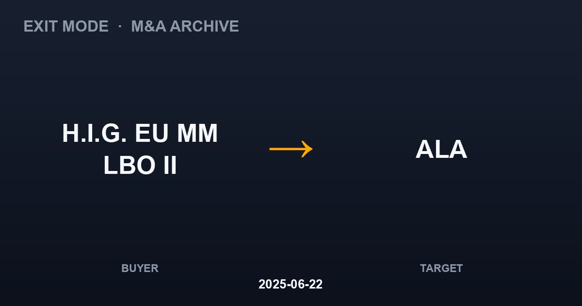 H.I.G. EU MM LBO II acquires ALA