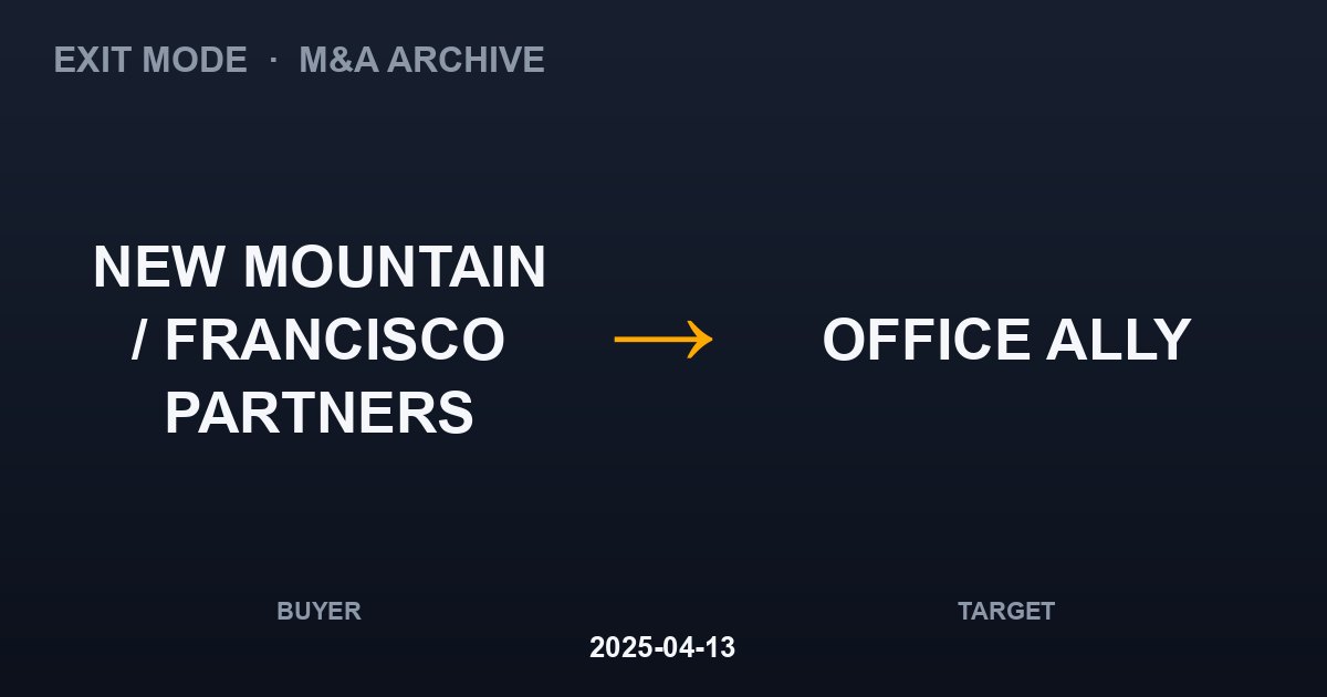 NEW MOUNTAIN / FRANCISCO PARTNERS acquires OFFICE ALLY