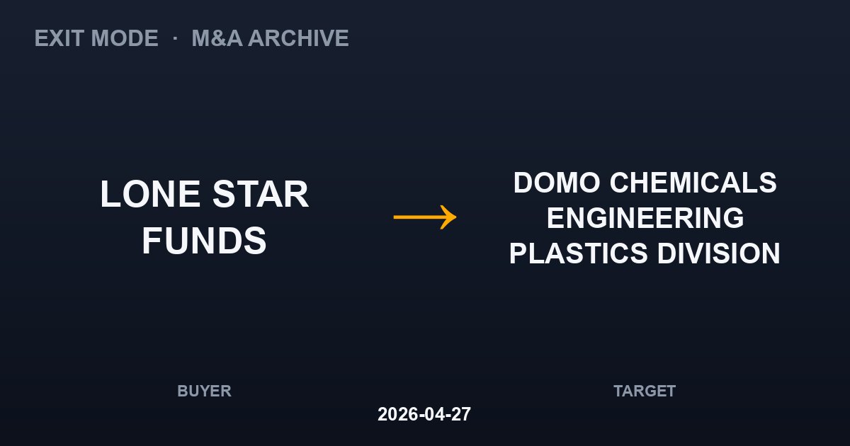 LONE STAR FUNDS acquires DOMO CHEMICALS ENGINEERING PLASTICS DIVISION