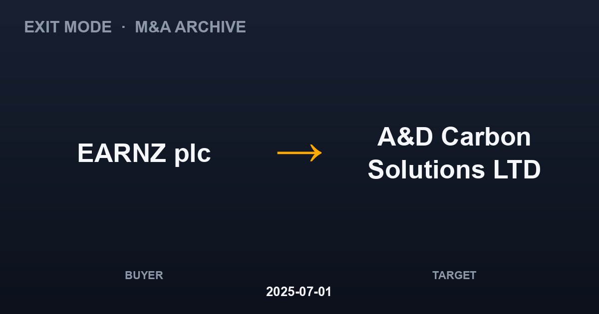 EARNZ plc acquires A&D Carbon Solutions LTD