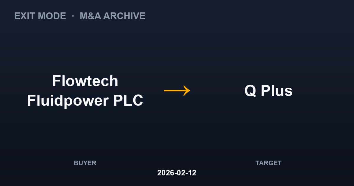 Flowtech Fluidpower PLC acquires Q Plus