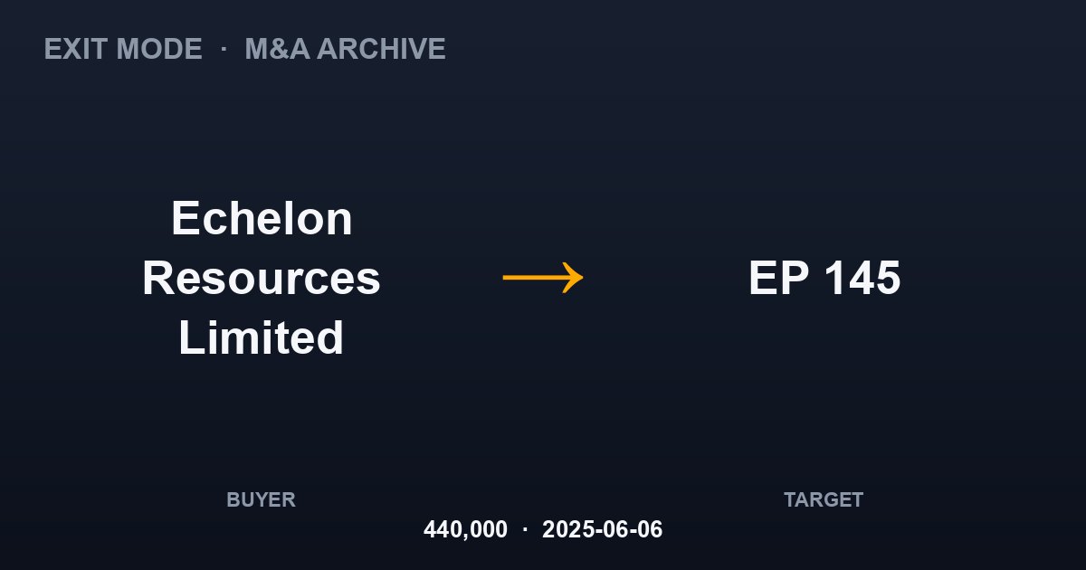 Echelon Resources Limited acquires EP 145