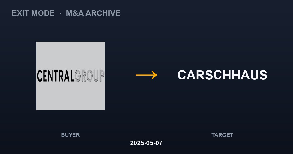 CENTRAL GROUP acquires CARSCHHAUS