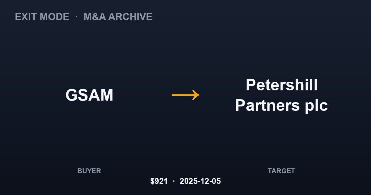 GSAM acquires Petershill Partners plc