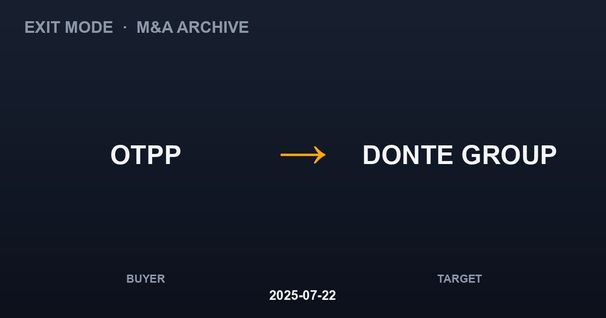 OTPP acquires DONTE GROUP