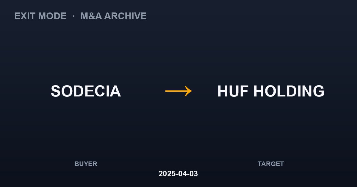 SODECIA acquires HUF HOLDING