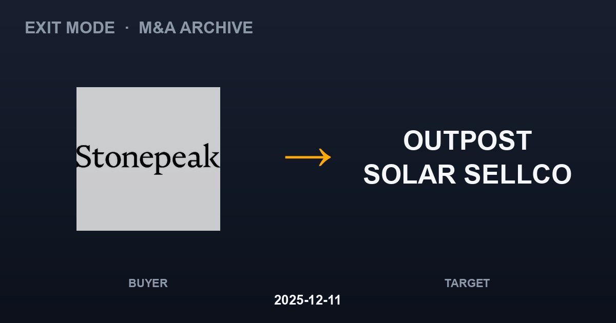 STONEPEAK acquires OUTPOST SOLAR SELLCO