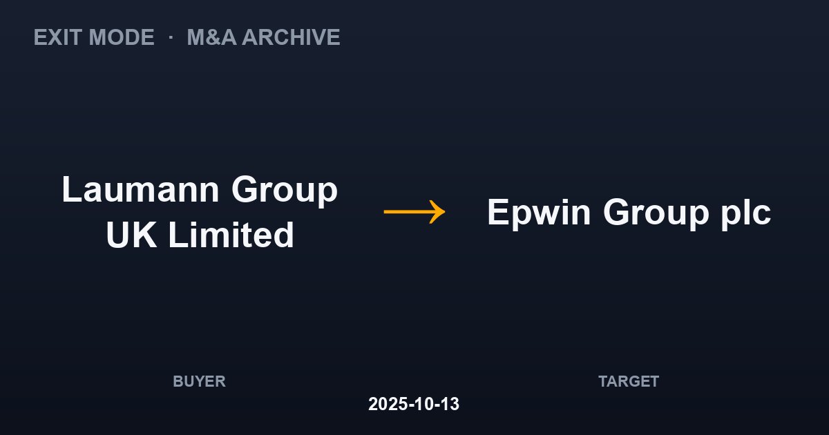 Laumann Group UK Limited acquires Epwin Group plc