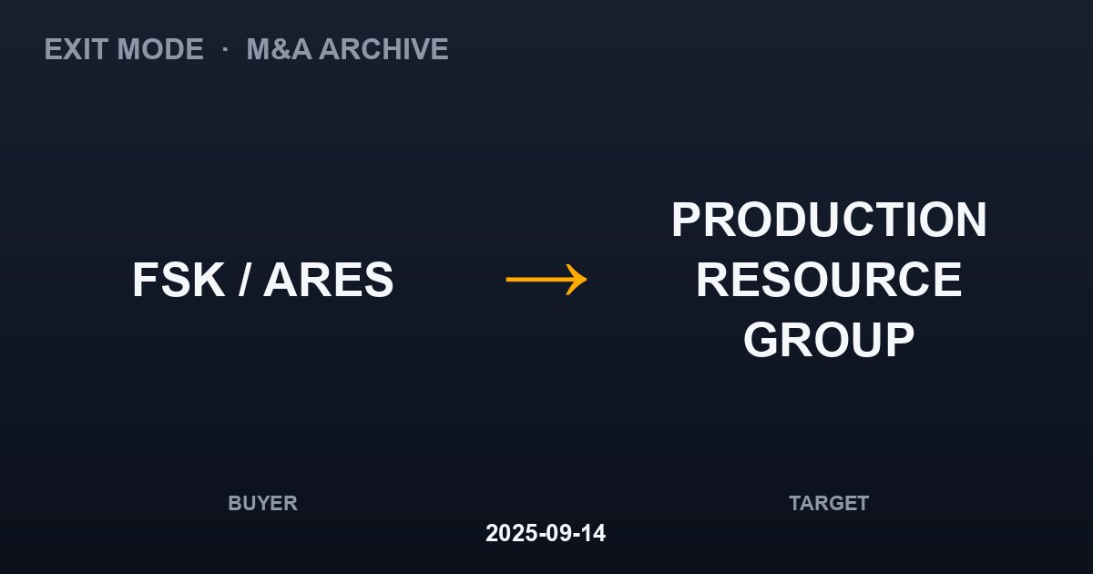 FSK / ARES acquires PRODUCTION RESOURCE GROUP
